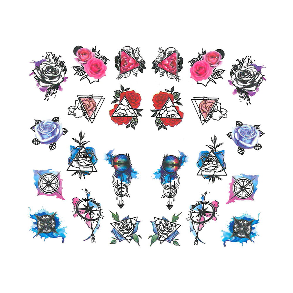 Naklejki wodne do paznokci kwiaty BN-1182