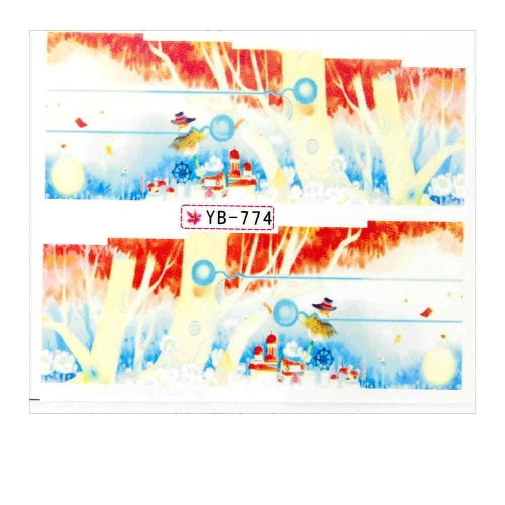 Naklejki wodne do paznokci arkusz 6,5 x 5,5 cm na 10 palców yb Nr 774