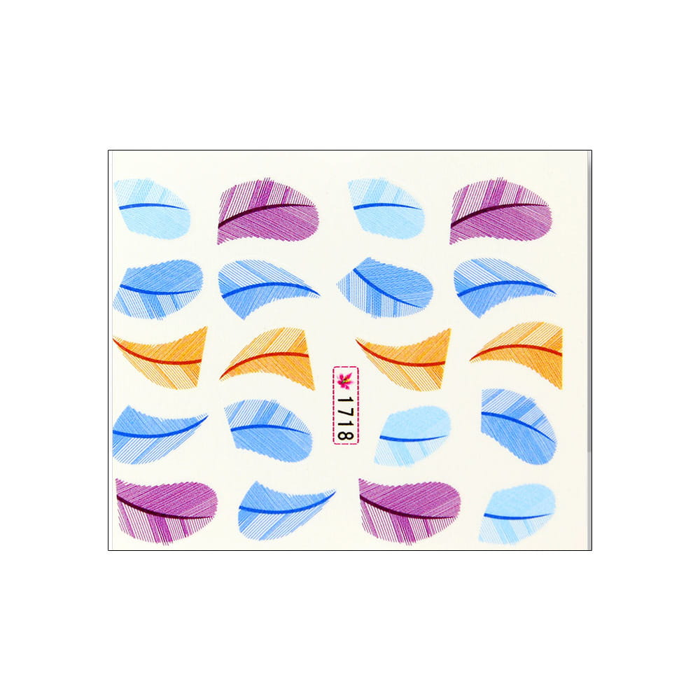Naklejki wodne do paznokci arkusz 6,5 x 5,5 cm Nr 1718