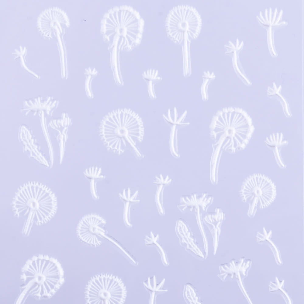 Naklejki biżuteryjne 5D samoprzylepne wypukłe akrylowe rośliny Z-D3064 białe