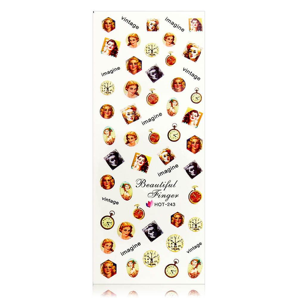 Naklejki wodne do paznokci arkusz 12,5 x 5,5 cm hot Nr 243