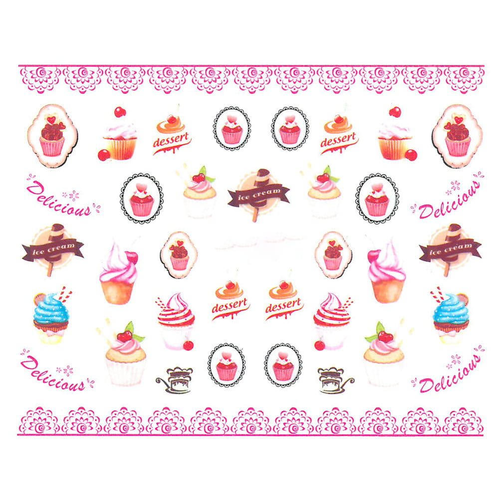 Naklejki wodne do paznokci słodycze BN-826