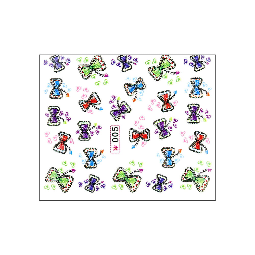 Naklejki wodne do paznokci kokardki Nr 005