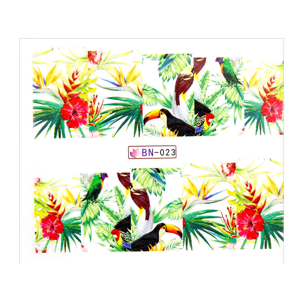 Naklejki wodne do paznokci arkusz 6,5 x 5,5 cm na 10 palców bn Nr 023