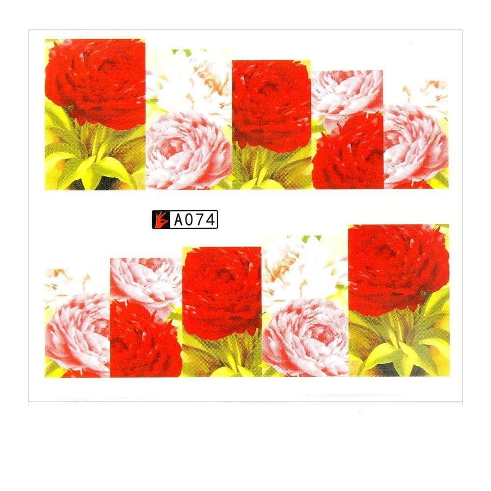 Naklejki wodne do paznokci arkusz 6,5 x 5,5 cm na 10 palców a Nr 074