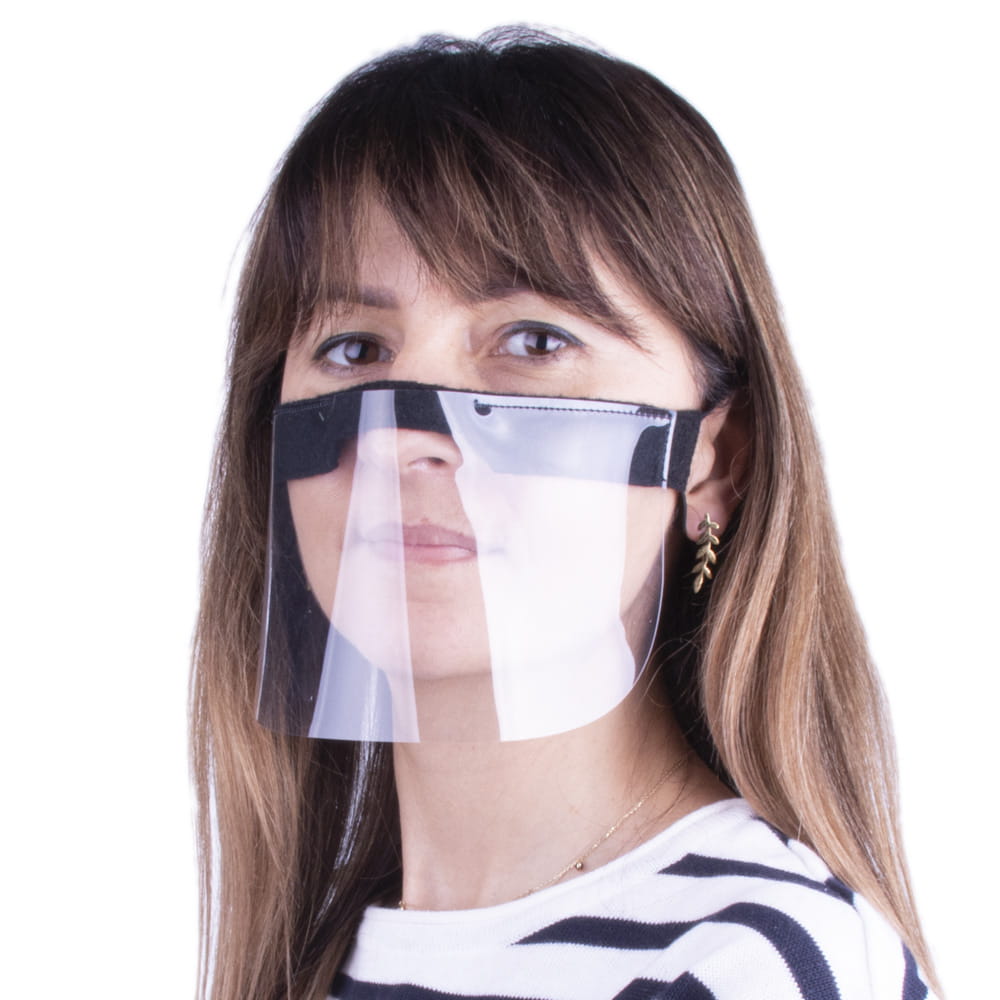 Elastyczna pół przyłbica osłona maska na usta nos wielokrotnego użytku uniwersalna czarna szyta