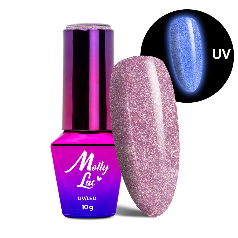 Lakier hybrydowy LED/UV Gel Polish świecący w ciemności kocie oko MollyLac Night Glowing Nr 673 Higher Love HEMA/Di-HEMA Free 10g