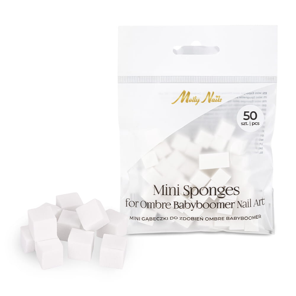Zestaw mini gąbek do zdobień ombre babyboomer Molly Nails 50 sztuk