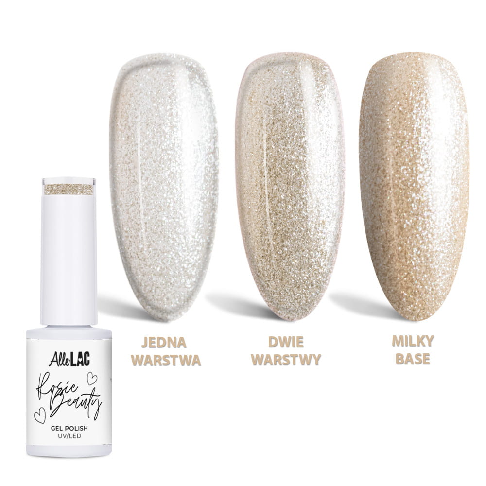 Lakier hybrydowy LED/UV Gel Polish AlleLac x Rosie Beauty Gold HEMA/Di-HEMA Free 6g