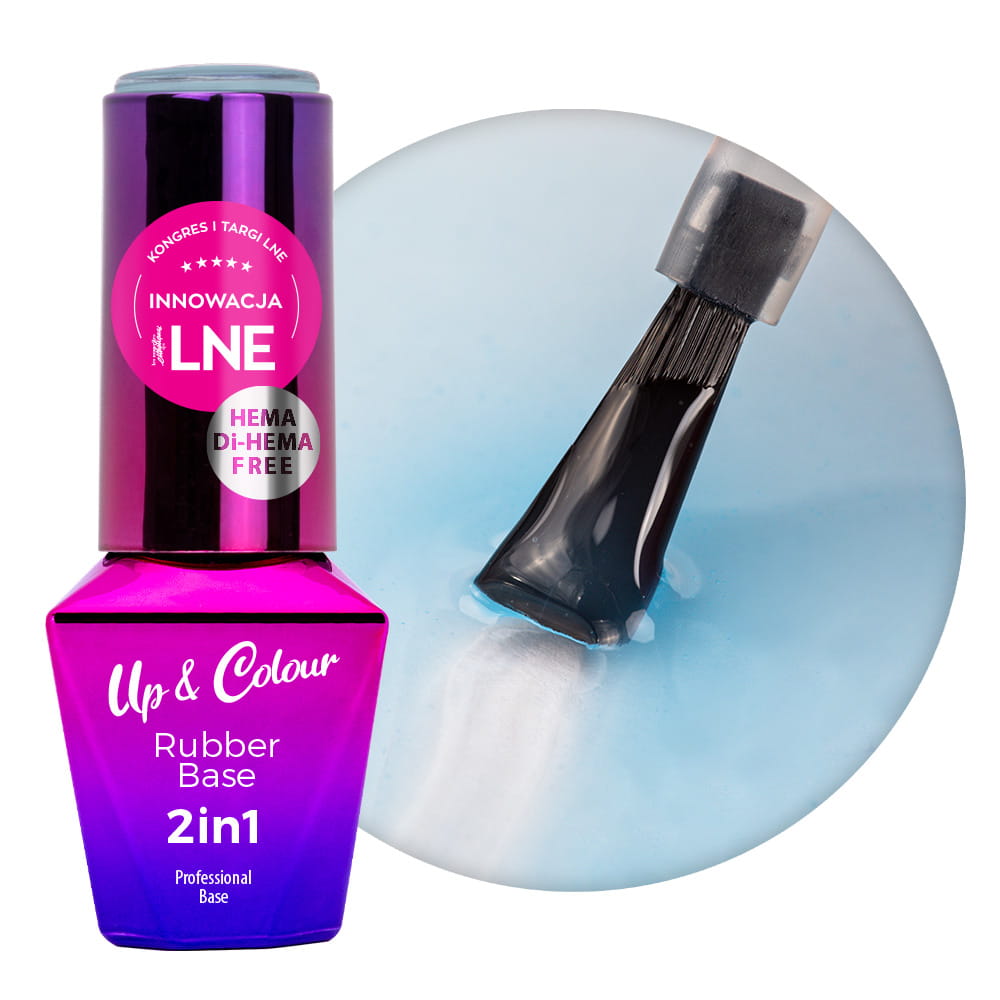 Baza kauczukowa Rubber Base 2w1 Up&Colour MollyLac Blue Silk HEMA/Di-HEMA Free 10 g Nr 9