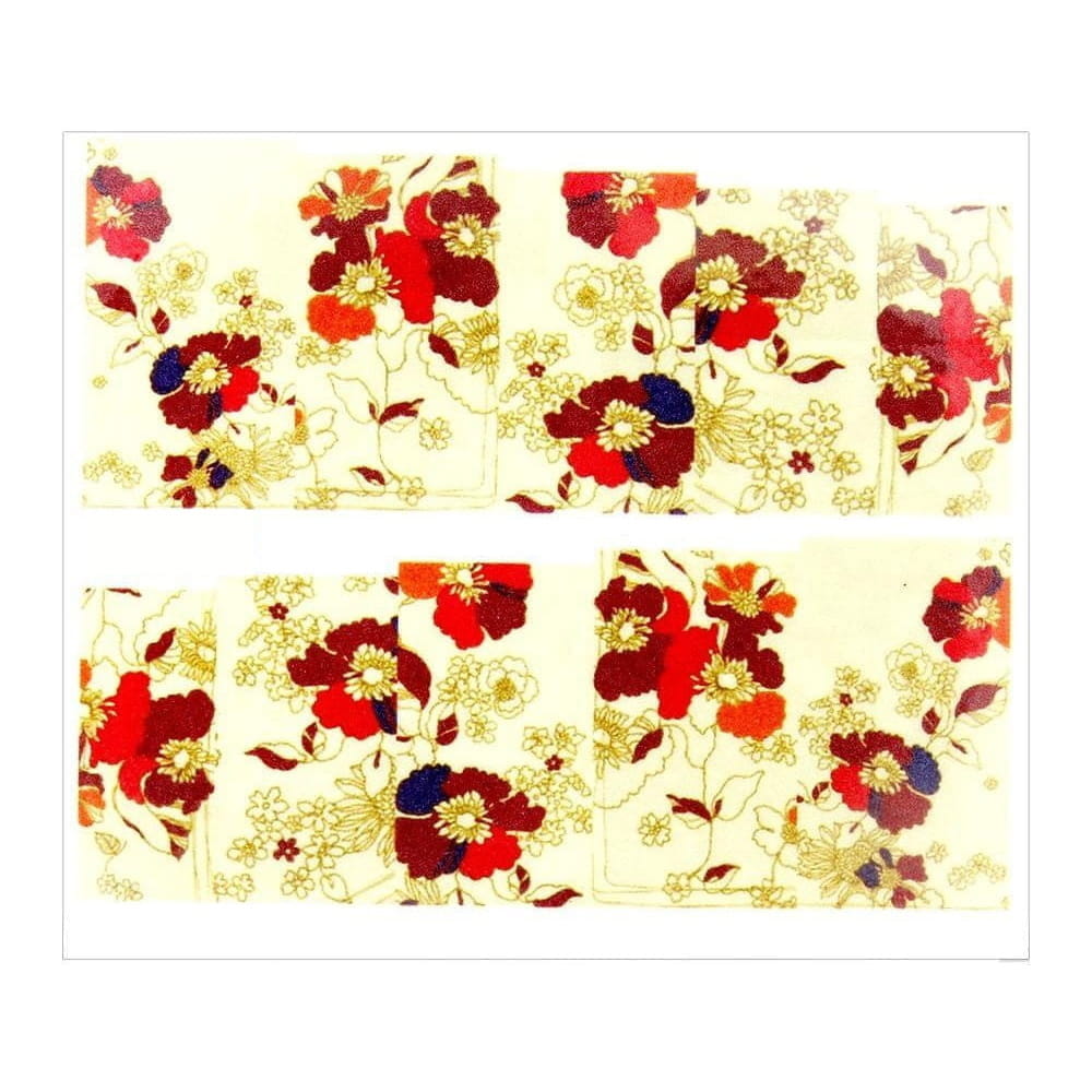 Naklejki wodne do paznokci arkusz 6,5 x 5,5 cm na 10 palców yb Nr 2091