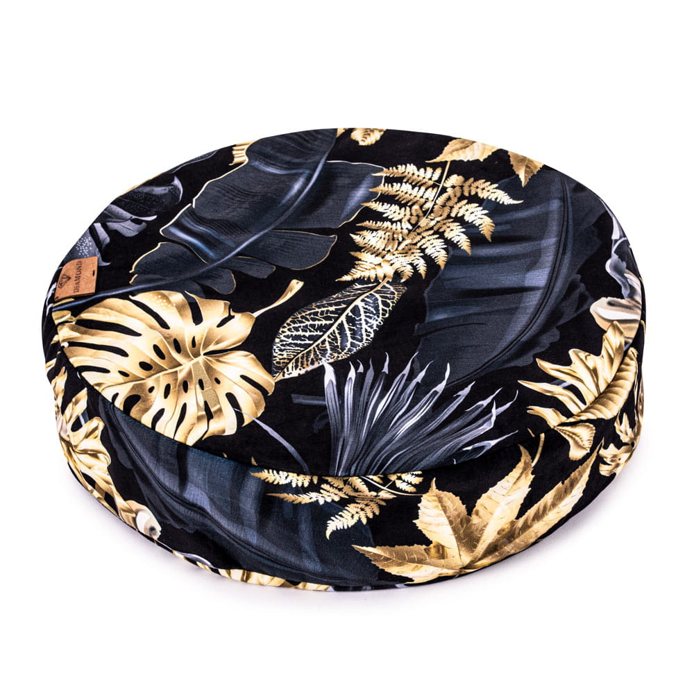 Poduszka okrągła na siedzisko Diamond Monstera Gold