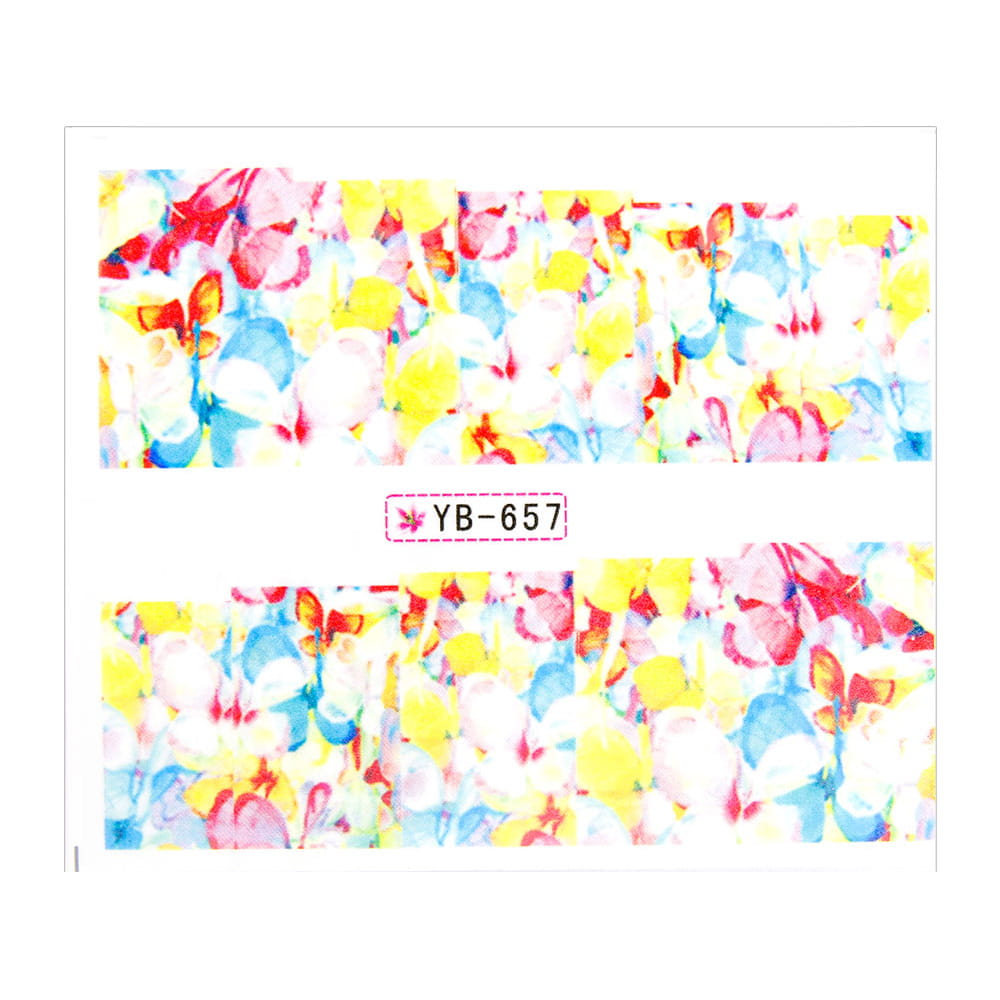 Naklejki wodne do paznokci arkusz 6,5 x 5,5 cm na 10 palców yb Nr 657