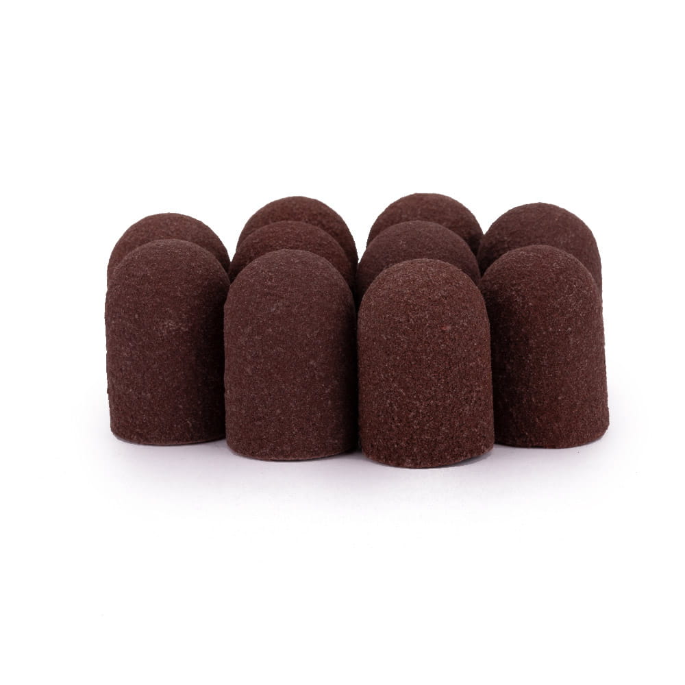 Kapturki ścierne do pedicure z bawełnianym środkiem 16mm gradacja 240 brązowe AlleMed 10 szt