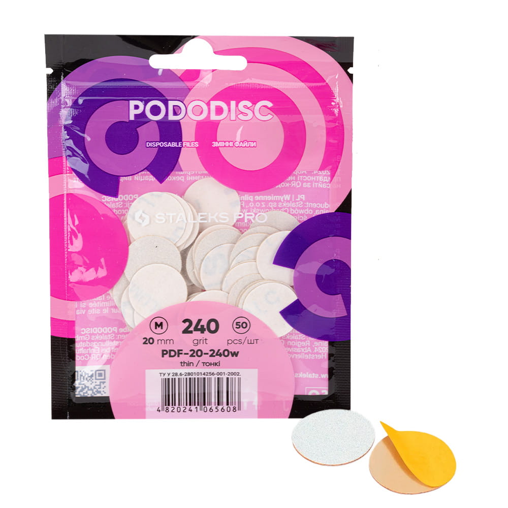 Nakładki ścierne tarcze wymienne 240 grit do PODODISC Staleks Expert rozmiar M 20 mm 50 szt