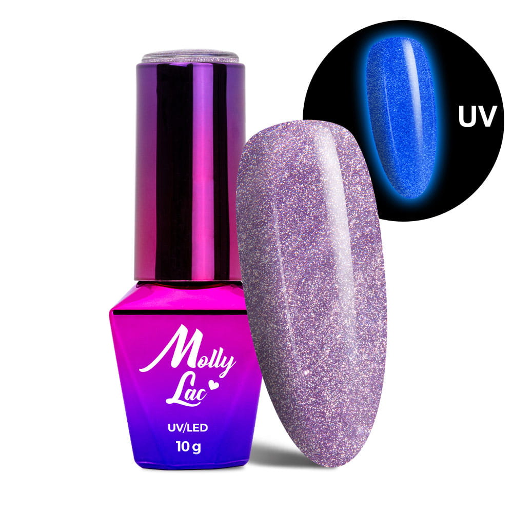 Lakier hybrydowy LED/UV Gel Polish świecący w ciemności kocie oko MollyLac Night Glowing Nr 675 Uselink HEMA/Di-HEMA Free 10g