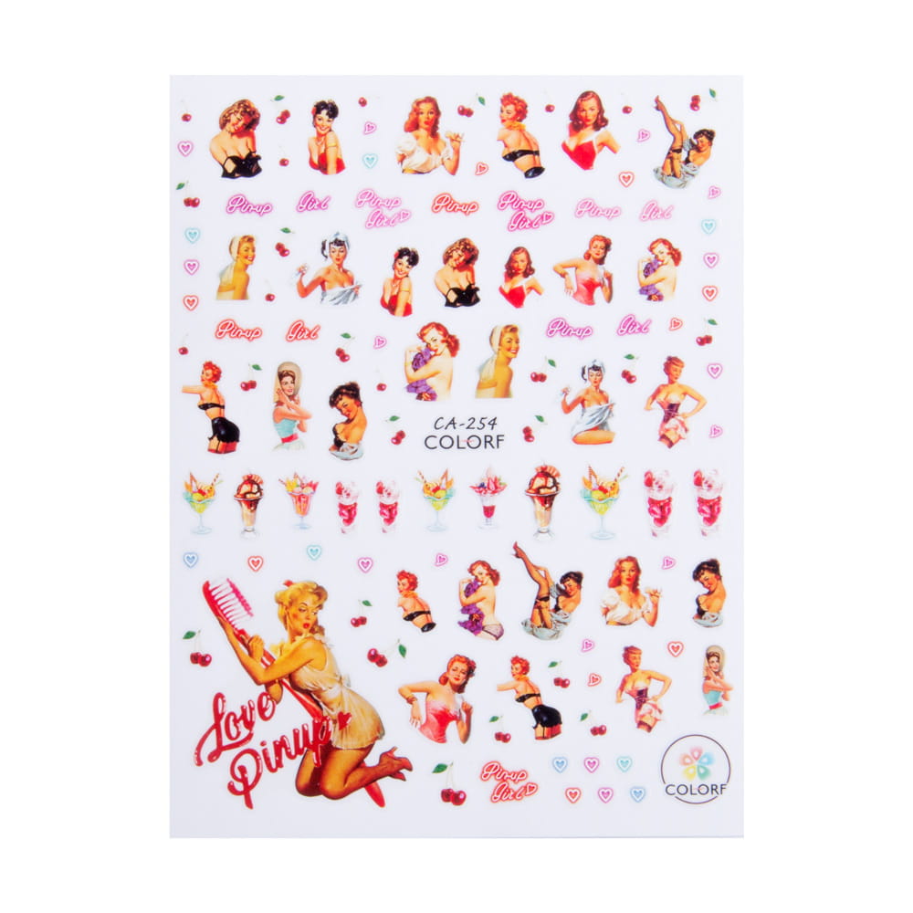 Naklejki do paznokci cienkie samoprzylepne pin-up girl CA-254