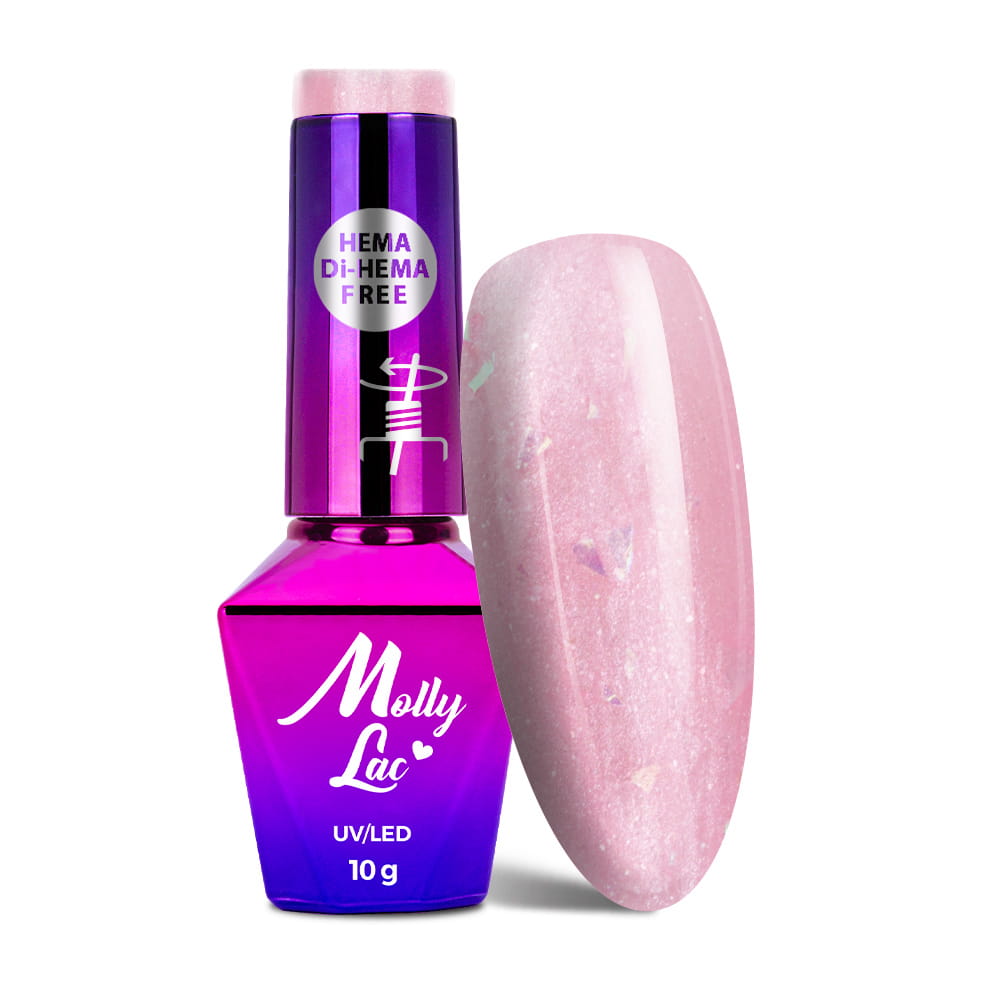 Lakier hybrydowy LED/UV Gel Polish MollyLac Sparkling French Nr 706 Wedding mermaid HEMA/Di-HEMA Free 10 g