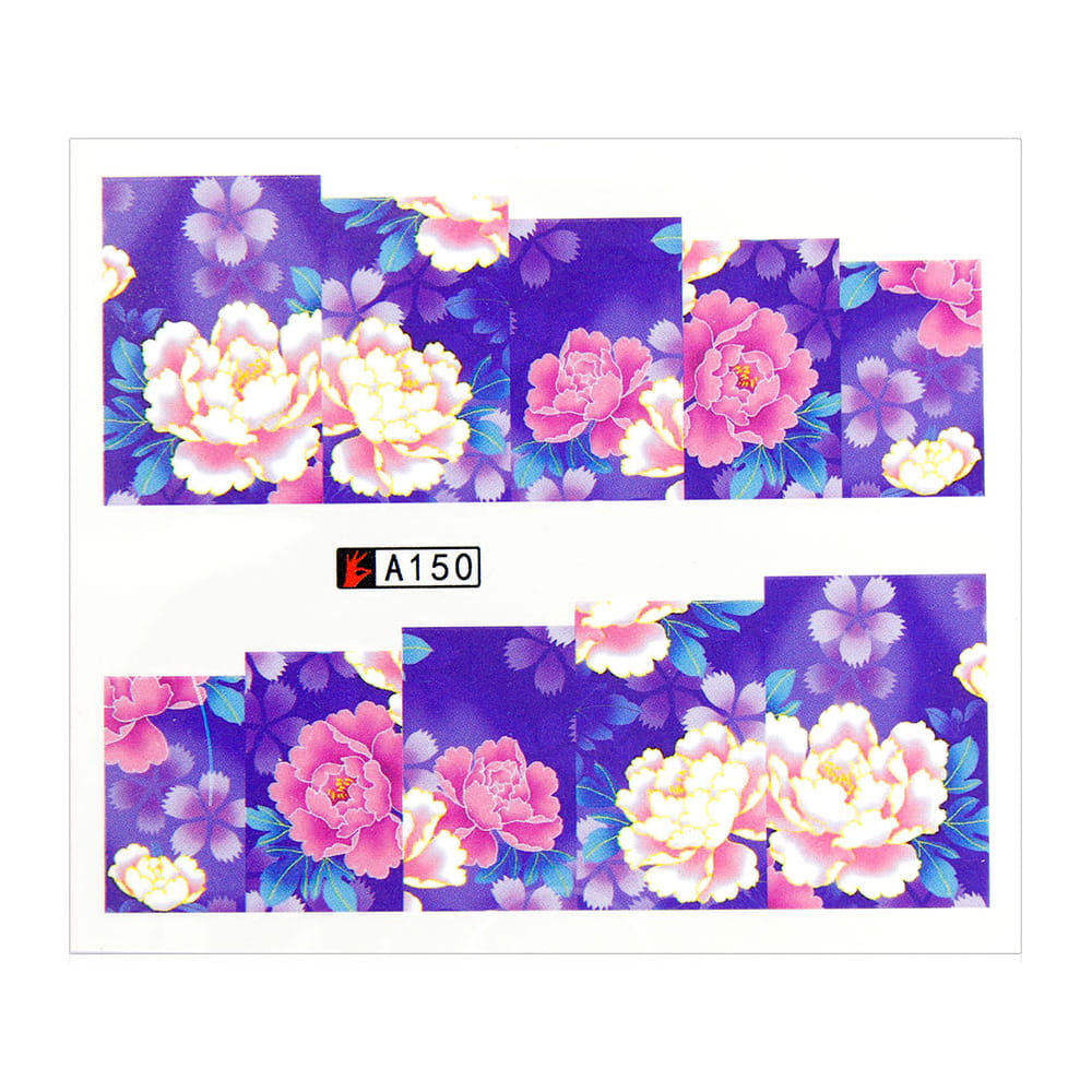 Naklejki wodne do paznokci arkusz 6,5 x 5,5 cm na 10 palców a Nr 150