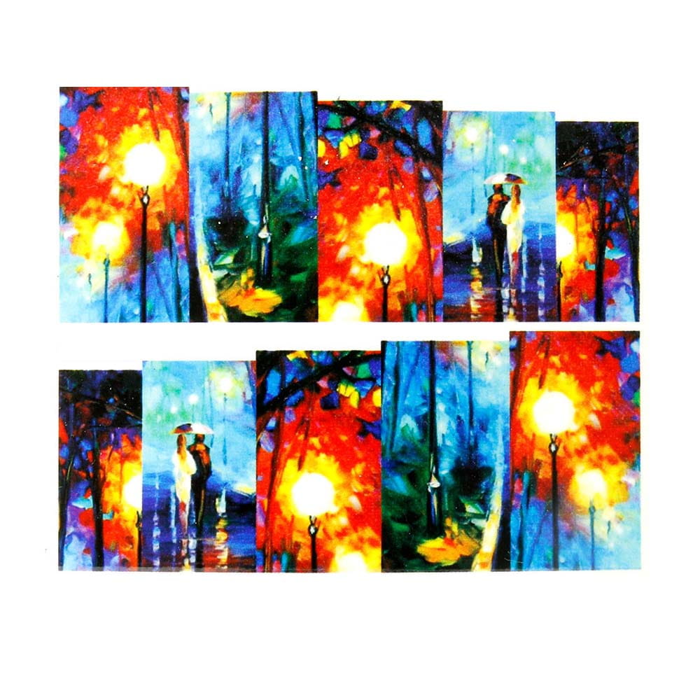 Naklejki wodne do paznokci arkusz 6,5 x 5,5cm na 10 palców Nr 1570
