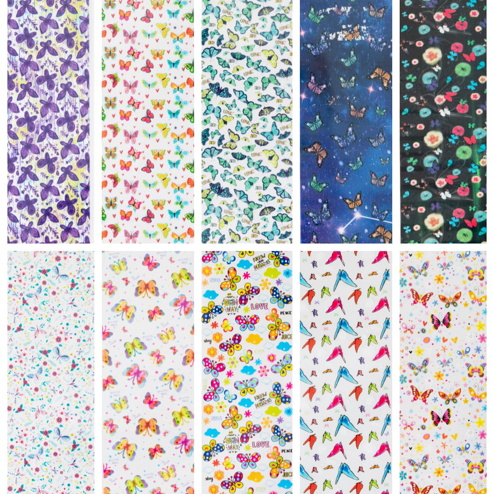 Folie transferowe Magic Butterflies 10 sztuk po 100 cm XKZ-09-06