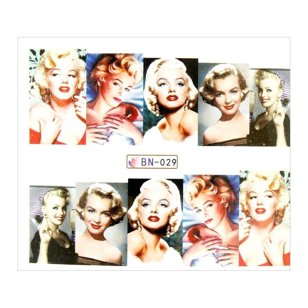 Naklejki wodne do paznokci arkusz 6,5 x 5,5 cm na 10 palców bn Nr 029