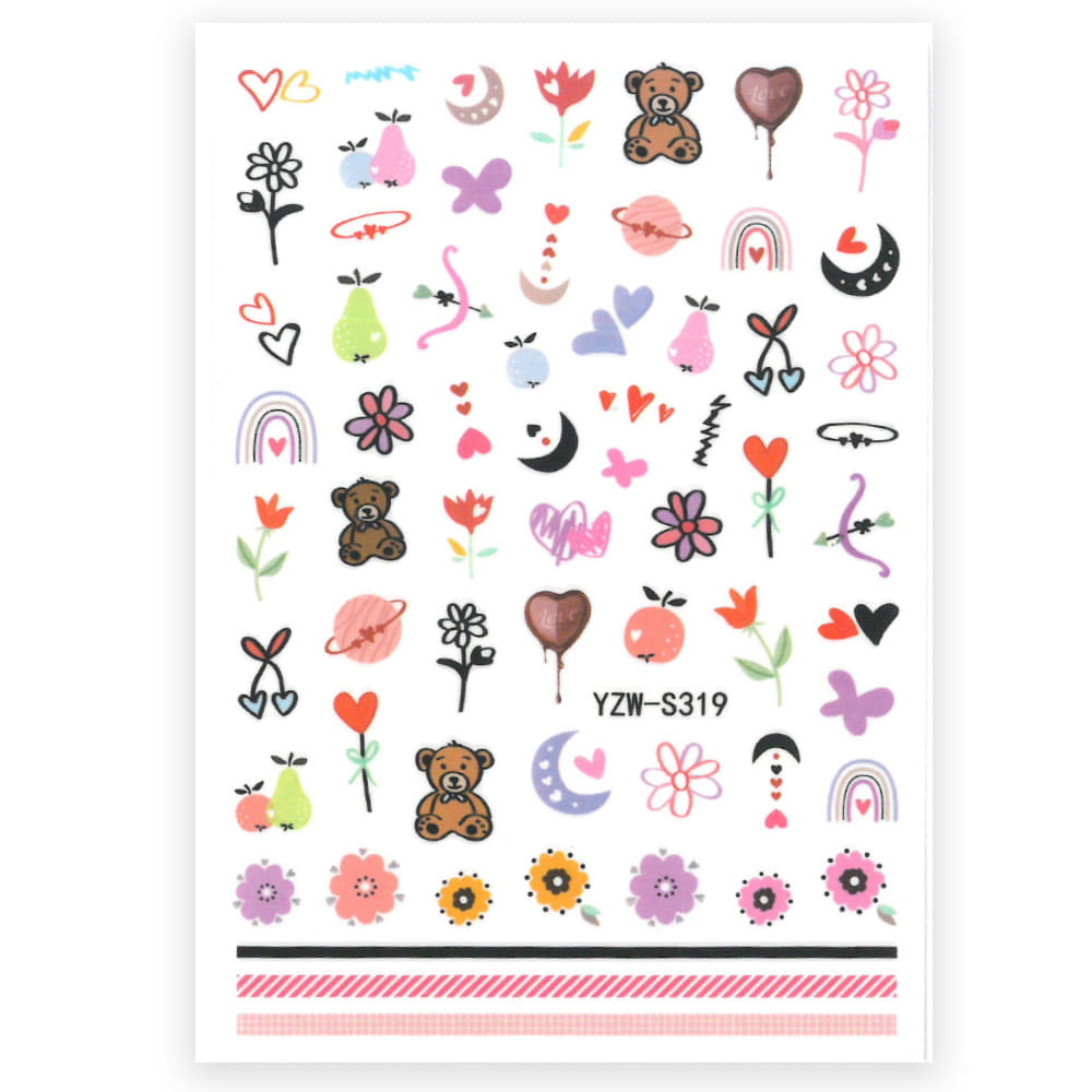 Naklejki do paznokci samoprzylepne walentynkowe YZW-S319