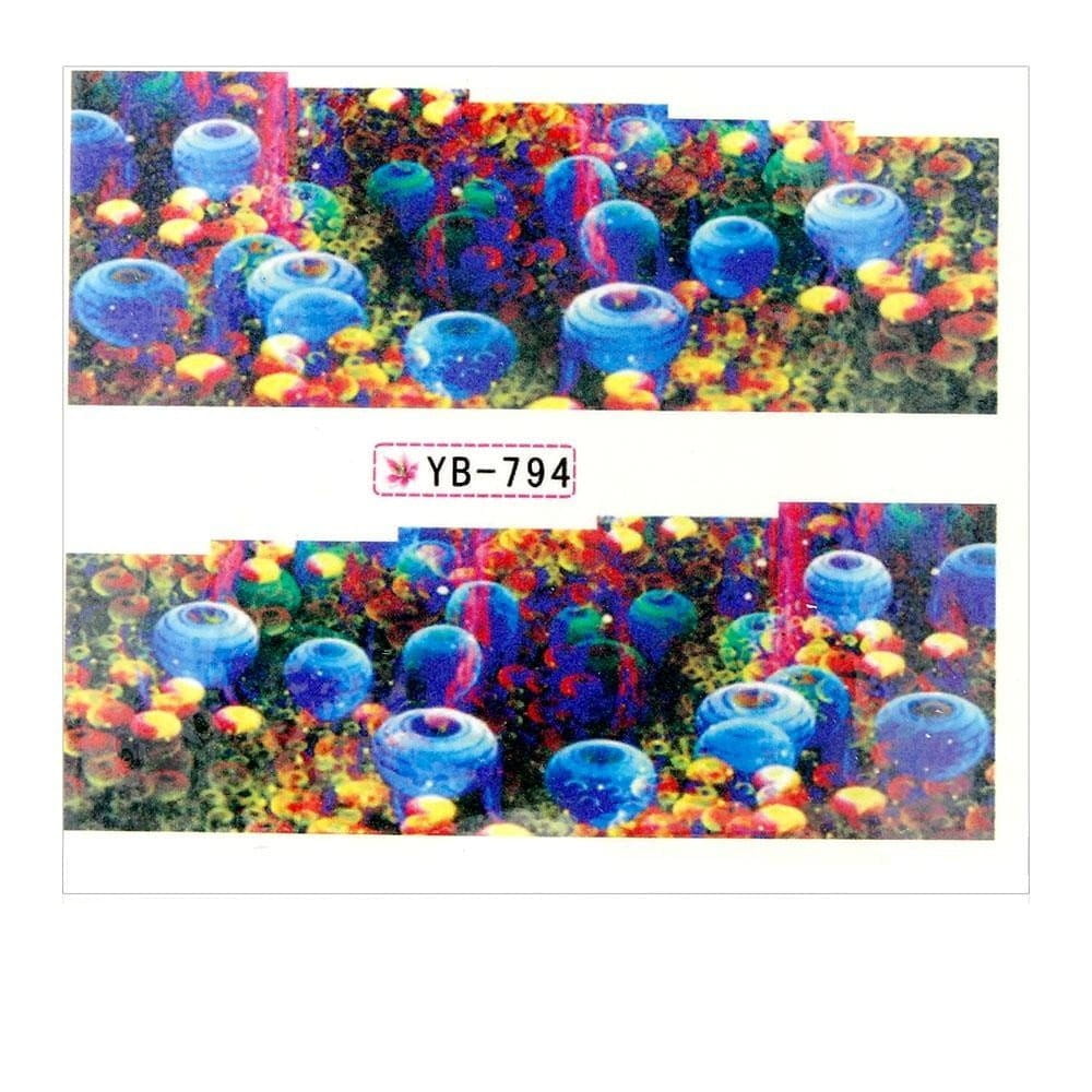 Naklejki wodne do paznokci arkusz 6,5 x 5,5 cm na 10 palców yb Nr 794