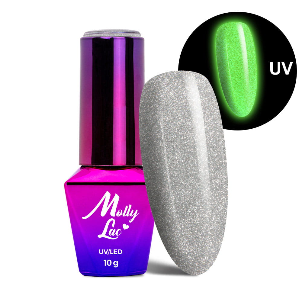 Lakier hybrydowy LED/UV Gel Polish świecący w ciemności kocie oko MollyLac Night Glowing Nr 676 Freestate HEMA/Di-HEMA Free 10g