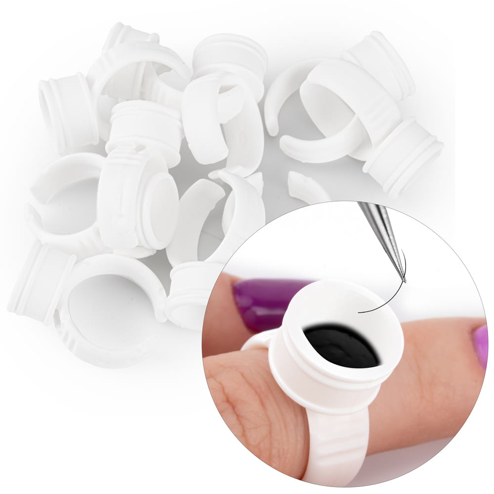 Pierścionek do pigmentu kleju do rzęs biały 10 szt