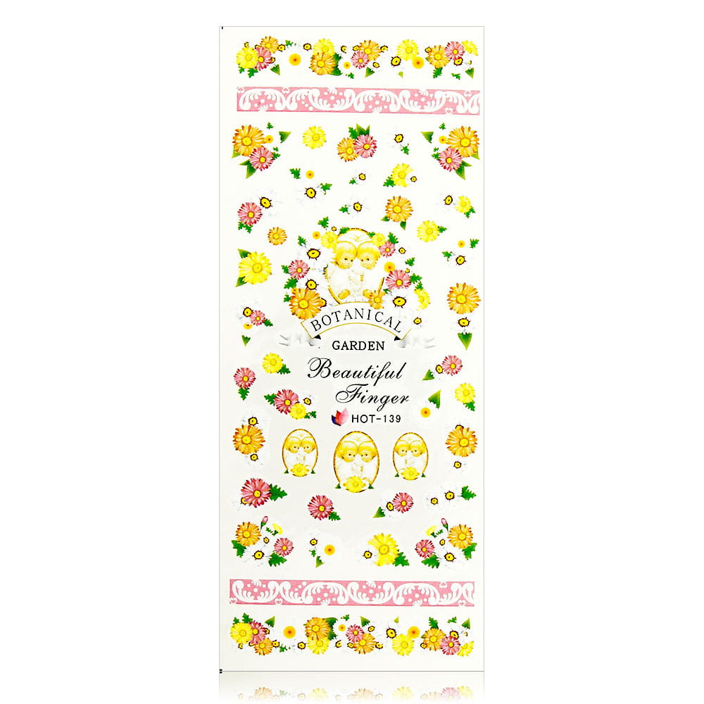 Naklejki wodne do paznokci arkusz 12,5 x 5,5 cm hot Nr 139