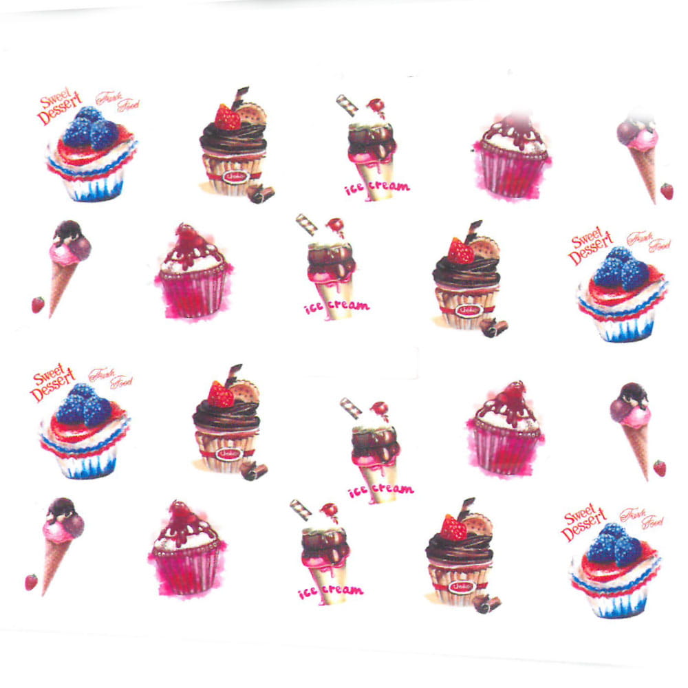 Naklejki wodne do paznokci słodycze BN-819