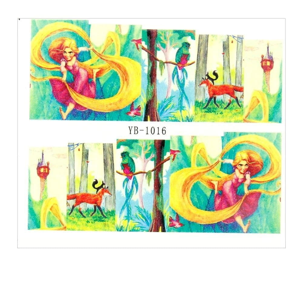 Naklejki wodne do paznokci arkusz 6,5 x 5,5 cm na 10 palców yb Nr 1016