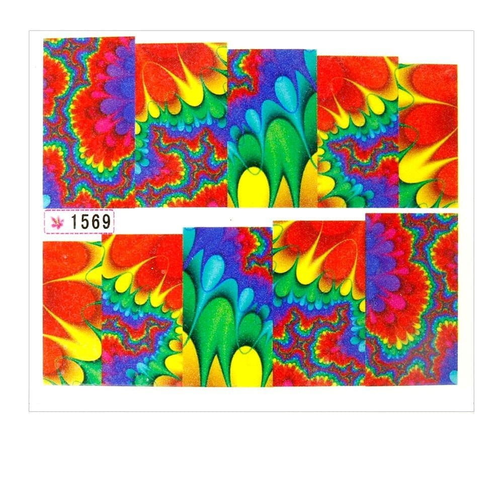 Naklejki wodne do paznokci arkusz 6,5 x 5,5 cm na 10 palców Nr 1569