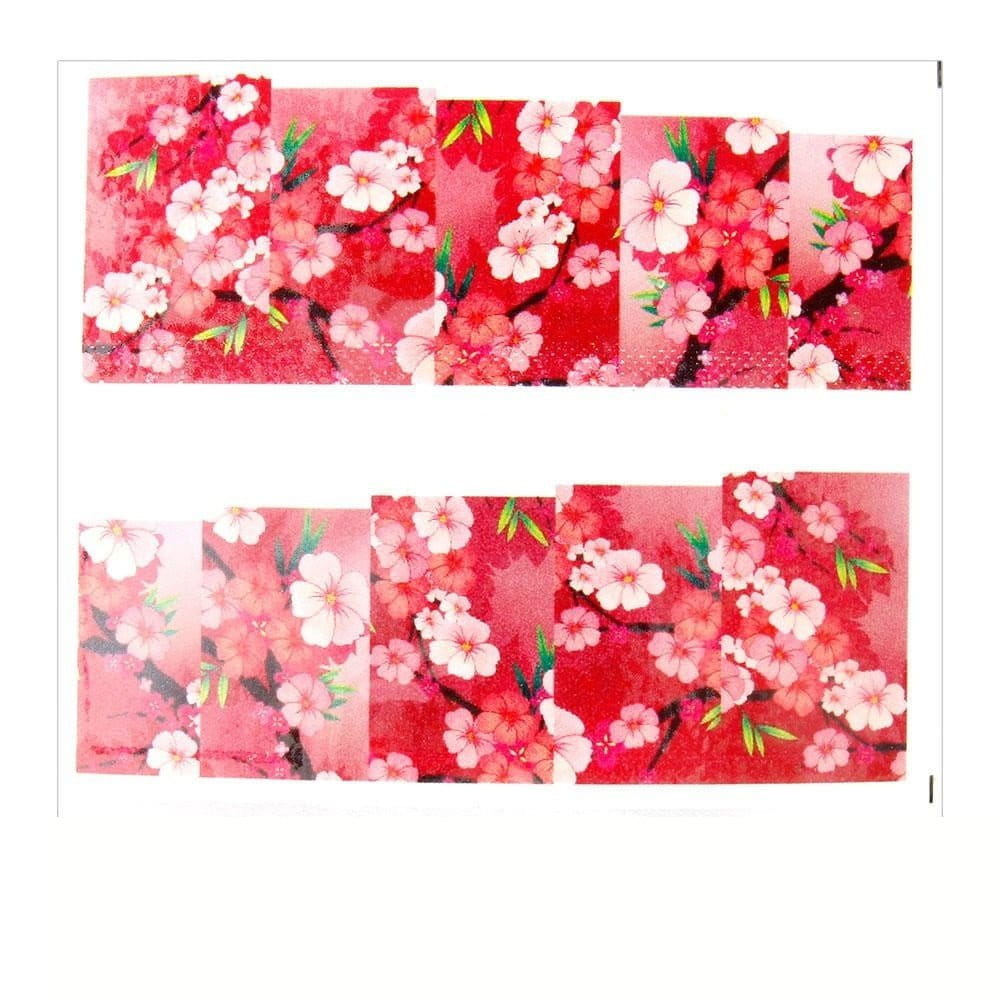 Naklejki wodne do paznokci arkusz 6,5 x 5,5 cm na 10 palców yb Nr 596