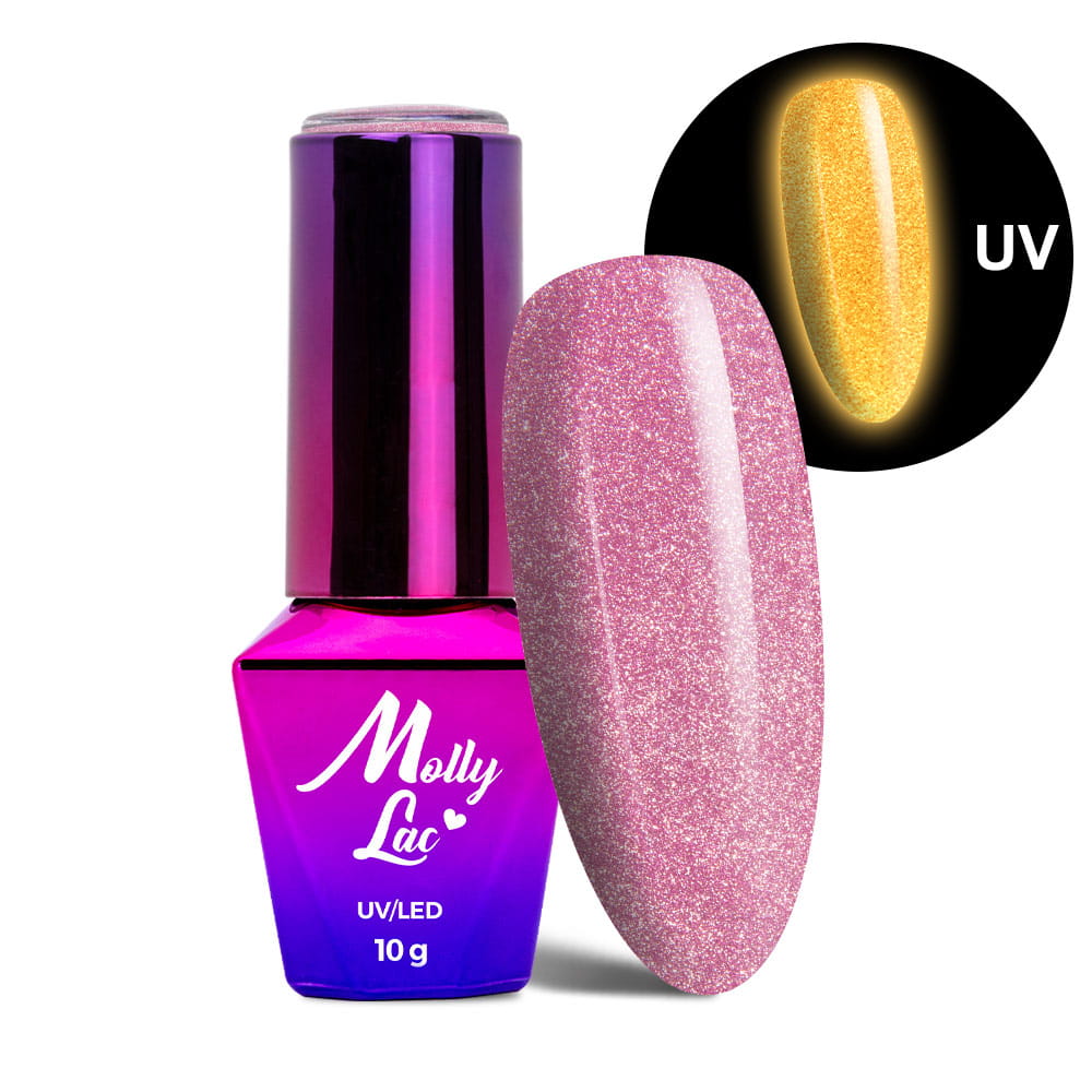 Lakier hybrydowy LED/UV Gel Polish świecący w ciemności kocie oko MollyLac Night Glowing Nr 672 Sweetest Perfection HEMA/Di-HEMA Free 10g