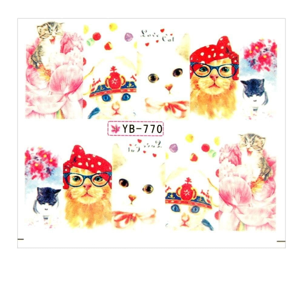 Naklejki wodne do paznokci arkusz 6,5 x 5,5 cm na 10 palców yb Nr 770