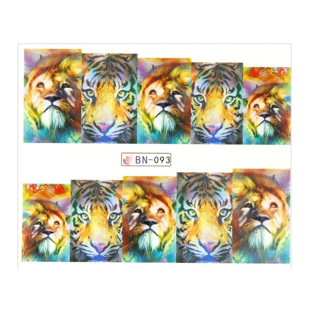 Naklejki wodne do paznokci arkusz 6,5 x 5,5 cm na 10 palców bn Nr 093