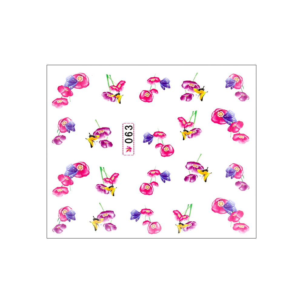 Naklejki wodne do paznokci kwiatki Nr 063