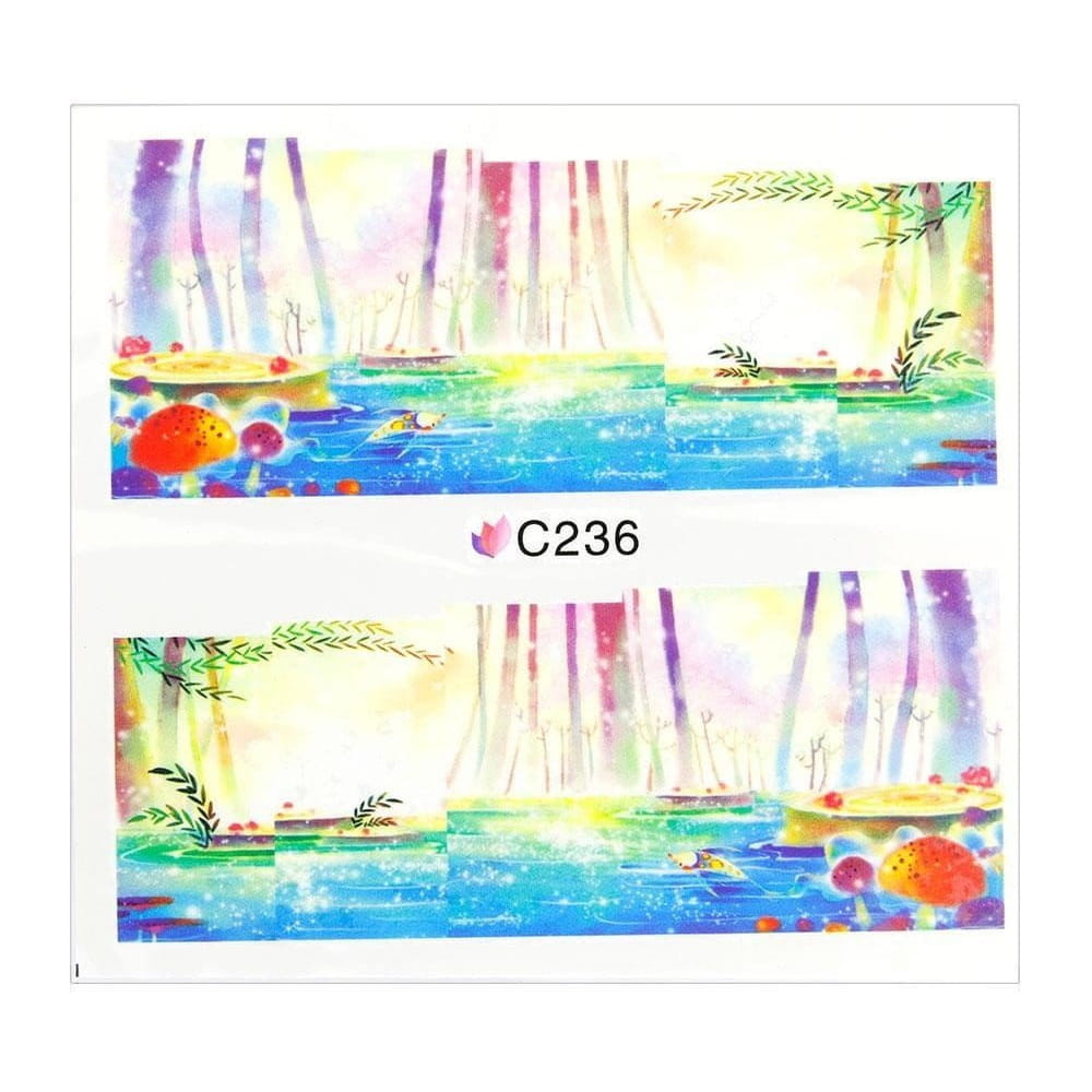 Naklejki wodne do paznokci arkusz 7 x 6,5 cm na 10 palców Nr c236