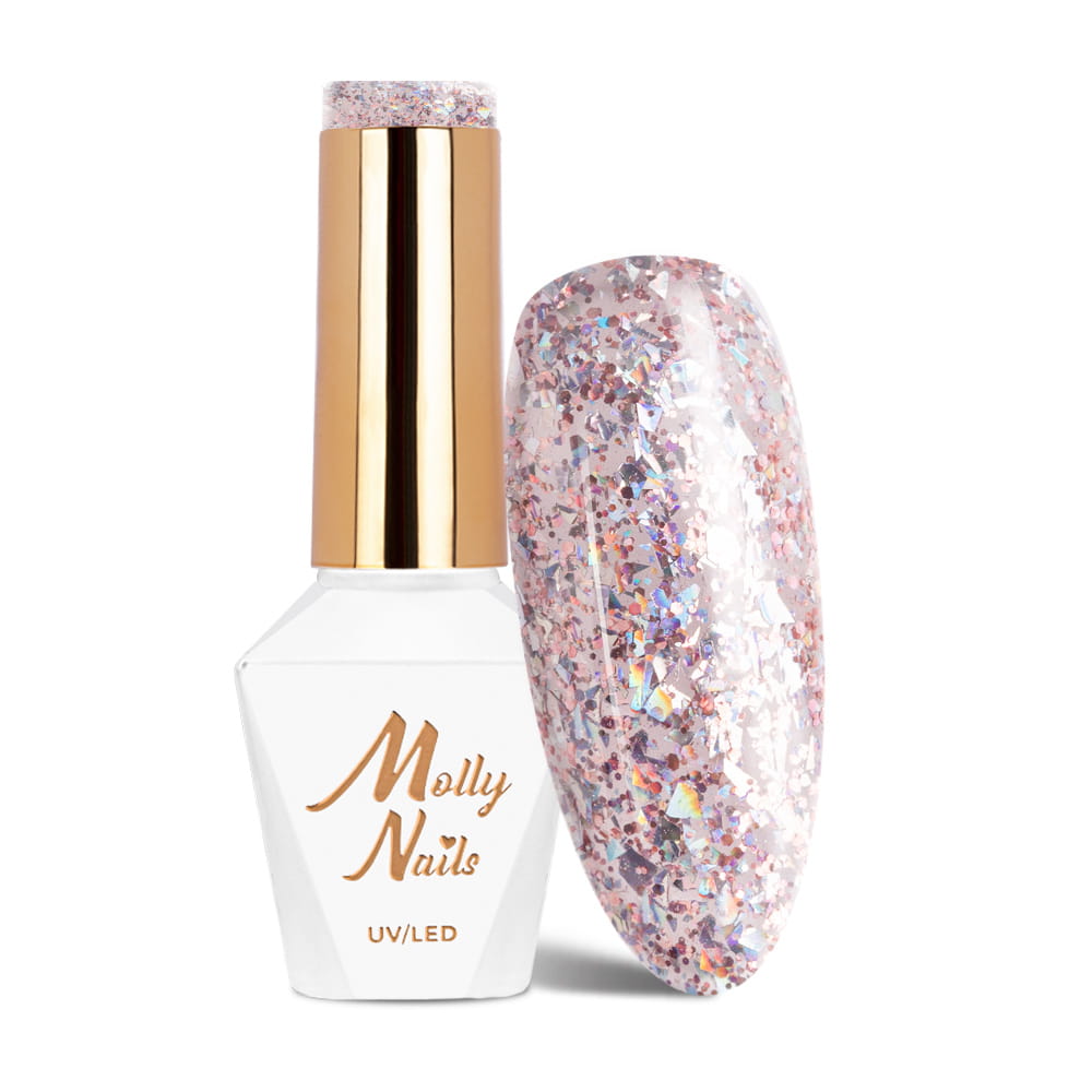 Lakier hybrydowy LED/UV Gel Polish Molly Nails Crushed Diamonds Nr 532 Pardon My Glam! HEMA/Di-HEMA Free 8g