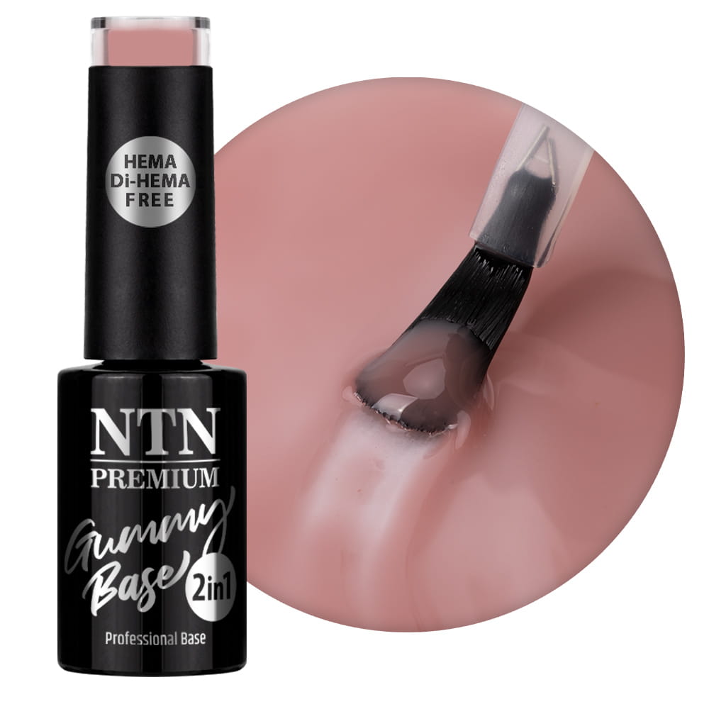 Baza średnio elastyczna kauczukowa Gummy Base 2in1 Ntn Premium No Excess HEMA/Di-HEMA Free 5 g Nr 2