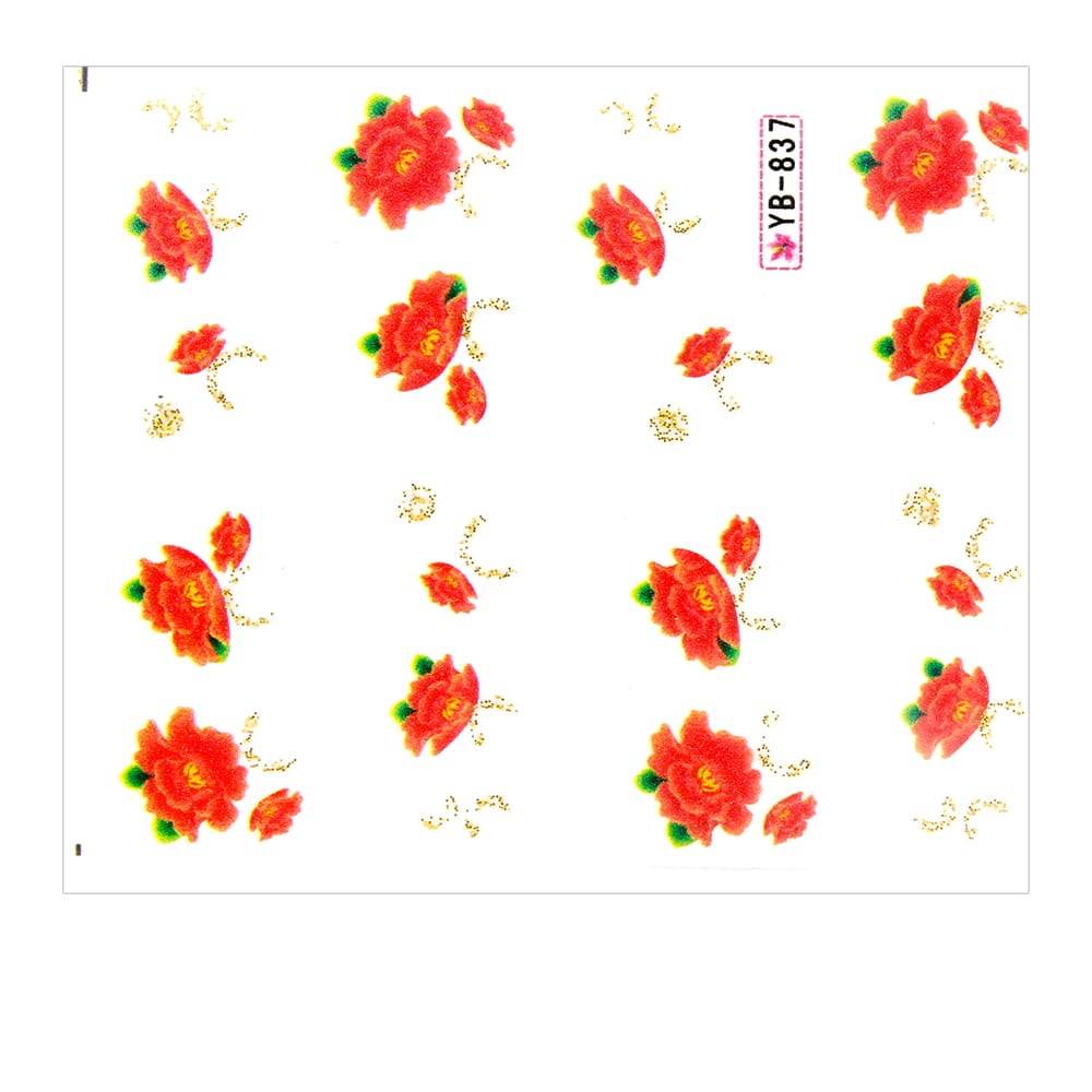 Naklejki wodne do paznokci kwiaty YB-837