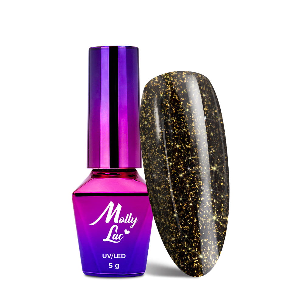 Top no wipe Hollywood MollyLac Gold do lakierów hybrydowych z drobinkami 5 g
