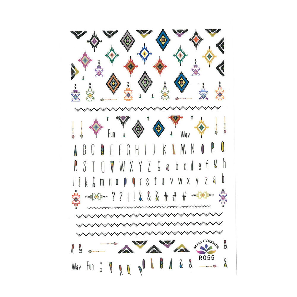 Naklejki do paznokci cienkie litery R055