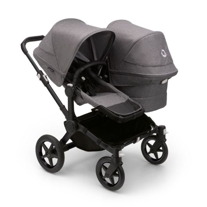 Bugaboo Donkey 5 Duo - wózek głęboko-spacerowy dla dwójki dzieci w różnym wieku -Black-Grey Melange-Grey Melange