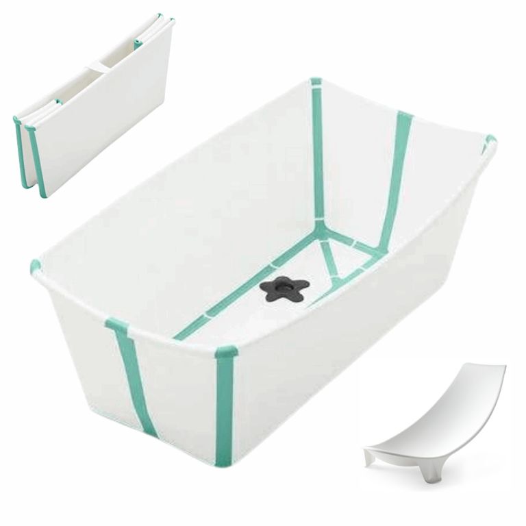 Stokke Flexi Bath Bundle - składana wanienka kąpielowa z wkładką dla noworodka-White Aqua