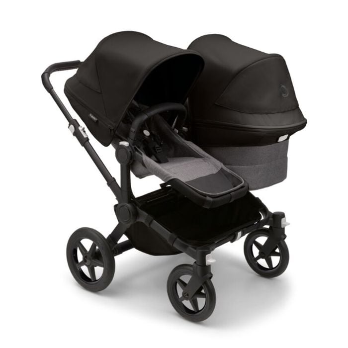 Bugaboo Donkey 5 Duo - wózek głęboko-spacerowy dla dwójki dzieci w różnym wieku -Black-Midnight Black-Grey Melange