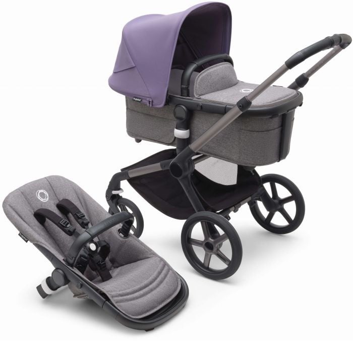 Bugaboo Fox 5 - wózek głęboko-spacerowy-Graphite-Astro Purple-Grey Melange