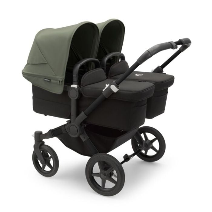 Bugaboo Donkey 5 Twin - wózek głęboko-spacerowy dla bliźniąt-Black-Forest Green-Midnight Black